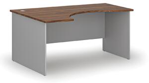 Ergonomický kancelársky pracovný stôl PRIMO GRAY, 1600 x 1200 mm, ľavý, sivá/orech