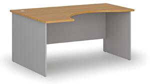 Ergonomický kancelársky pracovný stôl PRIMO GRAY, 1600 x 1200 mm, ľavý, sivá/buk