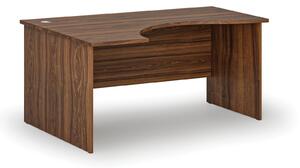 Ergonomický kancelársky písací stôl PRIMO WOOD, 160x120 cm, ľavý, orech