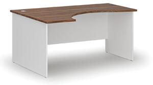 Ergonomický kancelársky písací stôl PRIMO WHITE, 160x120 cm, ľavý, biela/orech