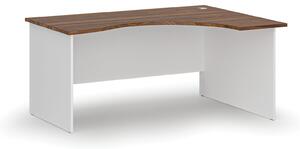 Ergonomický kancelársky písací stôl PRIMO WHITE, 160x120 cm, pravý, biela/orech