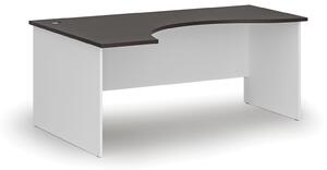 Ergonomický kancelársky pracovný stôl PRIMO WHITE, 1800 x 1200 mm, ľavý, biela/wenge