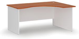 Ergonomický kancelársky písací stôl PRIMO WHITE, 160x120 cm, pravý, biela/čerešňa