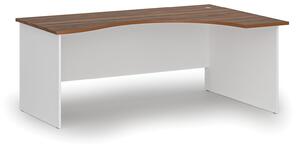 Ergonomický kancelársky písací stôl PRIMO WHITE, 180x120 cm, pravý, biela/orech