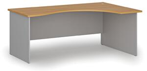 Ergonomický kancelársky písací stôl PRIMO GRAY, 180x120 cm, pravý, sivá/buk