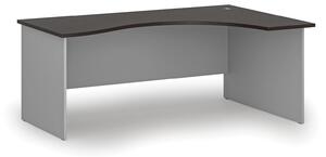 Ergonomický kancelársky pracovný stôl PRIMO GRAY, 1800 x 1200 mm, pravý, sivá/wenge