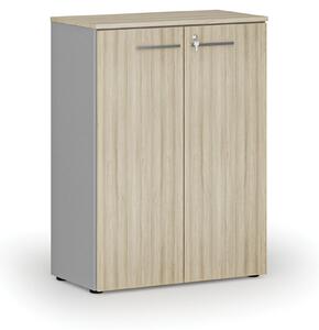 Kancelárska skriňa s dverami PRIMO GRAY, 1087 x 800 x 420 mm, sivá/dub prírodný