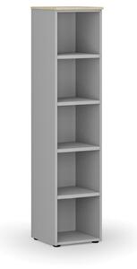 Kancelársky regál PRIMO GRAY, 400 x 420 x 1781 mm, sivá/dub prírodný
