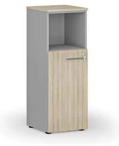 Kombinovaná kancelárska skriňa PRIMO GRAY, 1087 x 400 x 420 mm, sivá/dub prírodný
