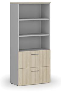 Skriňa so zásuvkami pre závesné zložky PRIMO GRAY, 1781 x 800 x 420 mm, sivá/dub prírodný