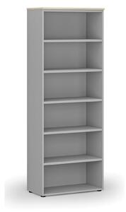 Kancelársky regál PRIMO GRAY, 2128 x 800 x 420 mm, sivá/dub prírodný