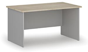 Kancelársky písací stôl rovný PRIMO GRAY, 1400 x 800 mm, sivá/dub prírodný