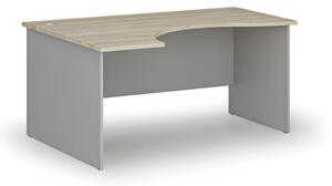 Ergonomický kancelársky písací stôl PRIMO GRAY, 160x120 cm, ľavý, sivá/dub prírodný