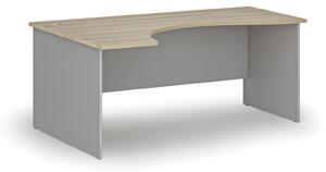 Ergonomický kancelársky pracovný stôl PRIMO GRAY, 1800 x 1200 mm, ľavý, sivá/dub prírodný