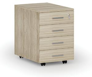 Kancelársky mobilný kontajner SEGMENT, 4 zásuvky, 430 x 546 x 619 mm, dub prírodný