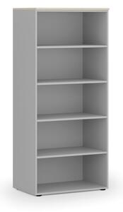 Kancelársky regál PRIMO GRAY, 1781 x 800 x 500 mm, sivá/dub prírodný