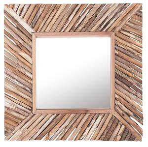 Nástenné zrkadlo 60 x 60 cm svetlé drevo rustikálny štýl