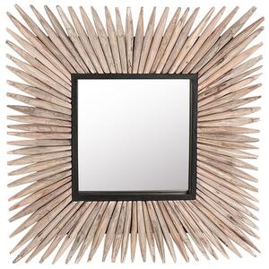 Nástenné zrkadlo 64 x 64 cm svetlé drevo rustikálny štýl štvorcové