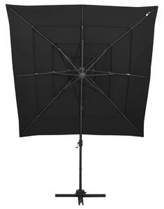 4-stupňový slnečník s hliníkovou tyčou čierny 250x250 cm