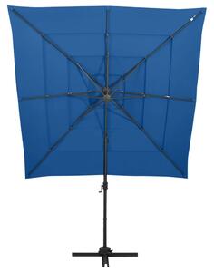 4-stupňový slnečník s hliníkovou tyčou azúrovo-modrý 250x250 cm