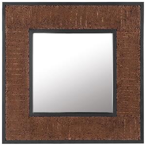 Nástenné zrkadlo hnedé 60 x 60 cm teakové drevo a sklo hranaté moderné