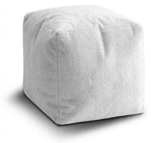 Sablio Taburetka Cube SOFTY - Cloud White - 40x40x40 cm