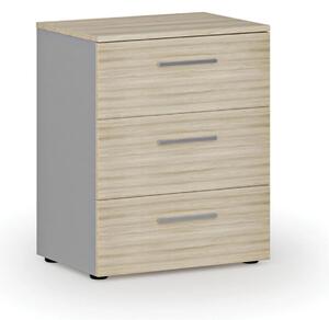 Kancelárska komoda k stolu PRIMO GRAY, 740 x 600 x 420 mm, sivá/dub prírodný