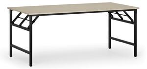Konferenčný stôl FAST READY s čiernou podnožou, 1800 x 900 x 750 mm, breza