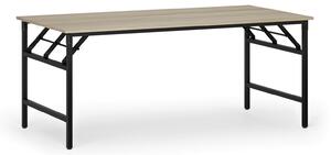 Konferenčný stôl FAST READY, 180x90 cm, čierna podnož, dub prírodný
