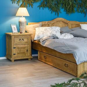 Massive home | Dřevěný šuplík pod postel Corona DRW01 Tmavý vosk 98 x 60 cm