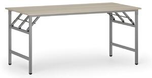 Konferenčný stôl FAST READY, 160x80 cm, sivostrieborná podnož, dub prírodný