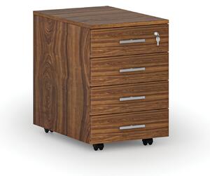 Kancelársky mobilný kontajner SOLID, 4 zásuvky, 430 x 546 x 619 mm, orech