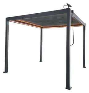 Záhradná pergola FREDE s LED osvetlením sivá GOL0555 - 300x300x250 cm