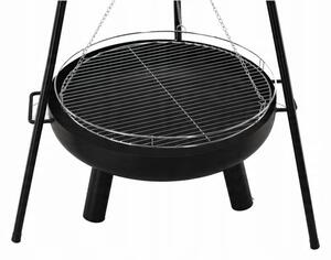 Závesný záhradný gril s ohniskom PYRO čierny BBQ6032