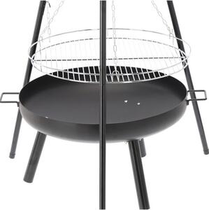 Závesný záhradný gril s ohniskom PYRO čierny BBQ6032