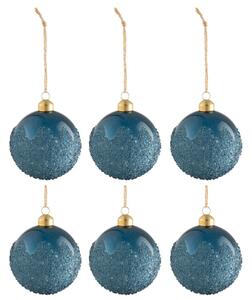 Súprava 6 ks modrých vianočných ozdôb Sugar Blue - Ø 8 cm - J-Line by Jolipa