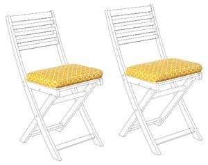 Set 2 vankúšov na sedadlo žltej záhradné stoličky geometrický vzor 29 x 38 cm