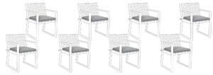 Set sedákov na stoličku sivý čalúnenie 8 kusov záhradného záhradného nábytku záhradné stoličky