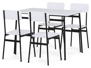 AUT-O2155 WT, Jedálenský set 1+4, MDF biely s čiernou kovovou podnožou