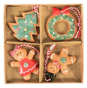 Sada 4 ks vianočných ozdôb GINGERBREADS 6 cm