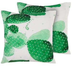 Sada 2 záhradných vankúšov zelený polyester kaktusový vzor 45 x 45 cm moderný dizajn odolný voči vode