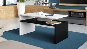 PRIMA biela / čierna, konferenčný stolík, čiernobiely, obdĺžnikový, lamino, moderni