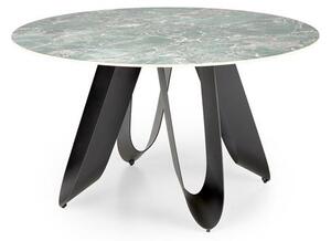 Halmar GIOVANI stôl jedálenský 135/76/60cm, mramor/oceľ, zelená/čierna