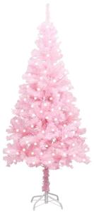 Umelý vianočný stromček s LED a podstavcom ružový 240 cm PVC