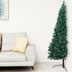 Osvetlený umelý polovičný vianočný stromček+gule, zelený 150 cm