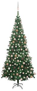 Umelý vianočný stromček s LED a súpravou gulí L 240 cm zelený