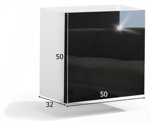 KWADRO 50 lesk, biela / čierna, moderná závesná skrinka