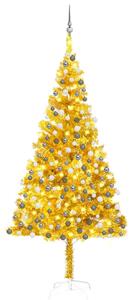 Umelý vianočný stromček s LED a súpravou gulí 240 cm zlatý PET