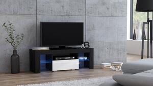 TV stolek MILA lesk 110 LED černá, bílá zásuvka
