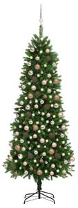 Umelý vianočný stromček s LED a súpravou gulí 240 cm zelený